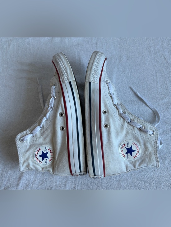 Converse Other - Converse chuck Taylor All Star White High-Top Sneakers with Red & Blue Stripe